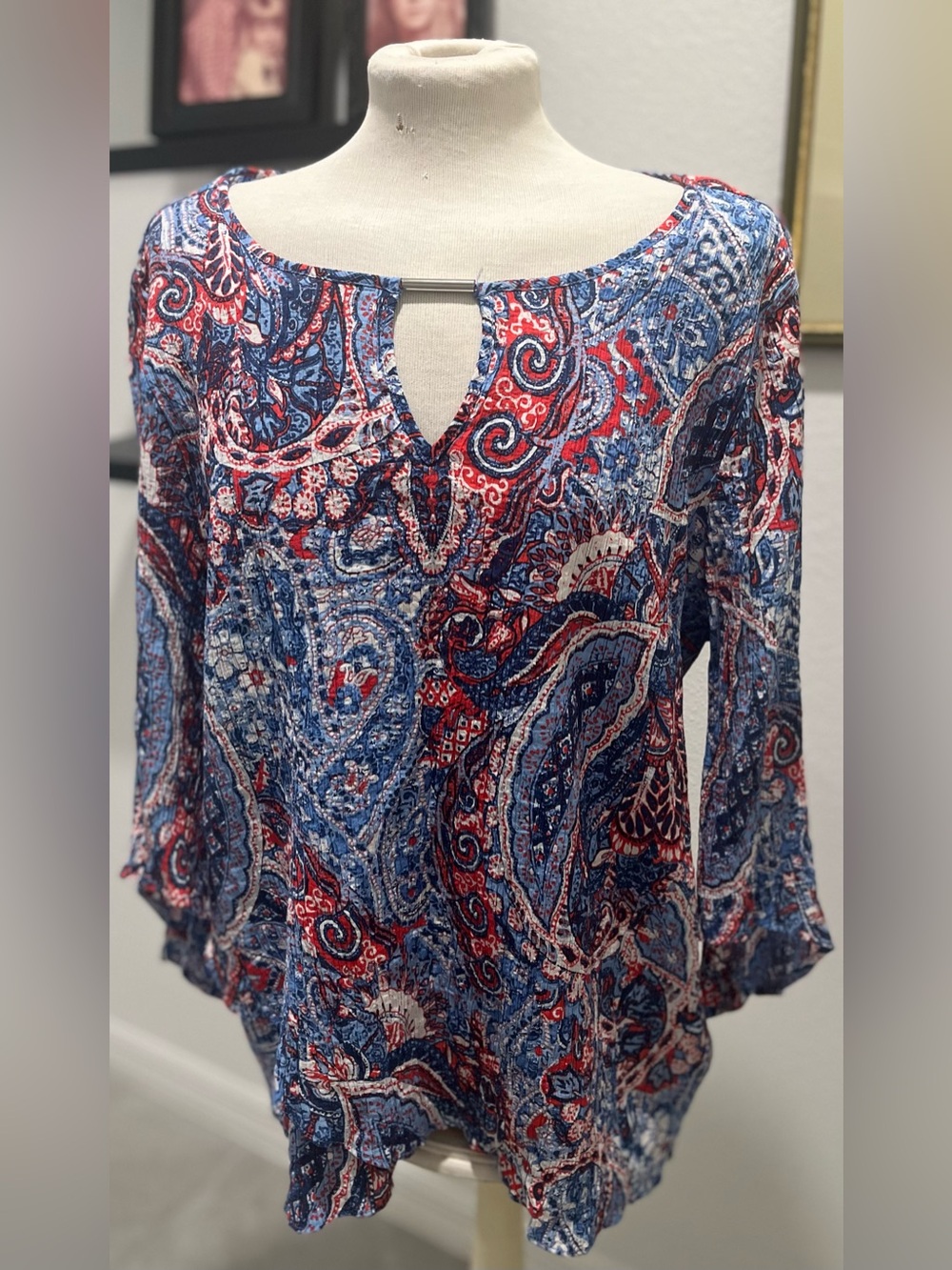 Ruby Rd. Red & Blue Paisley Split-Notch Tunic - Picture 3 of 11